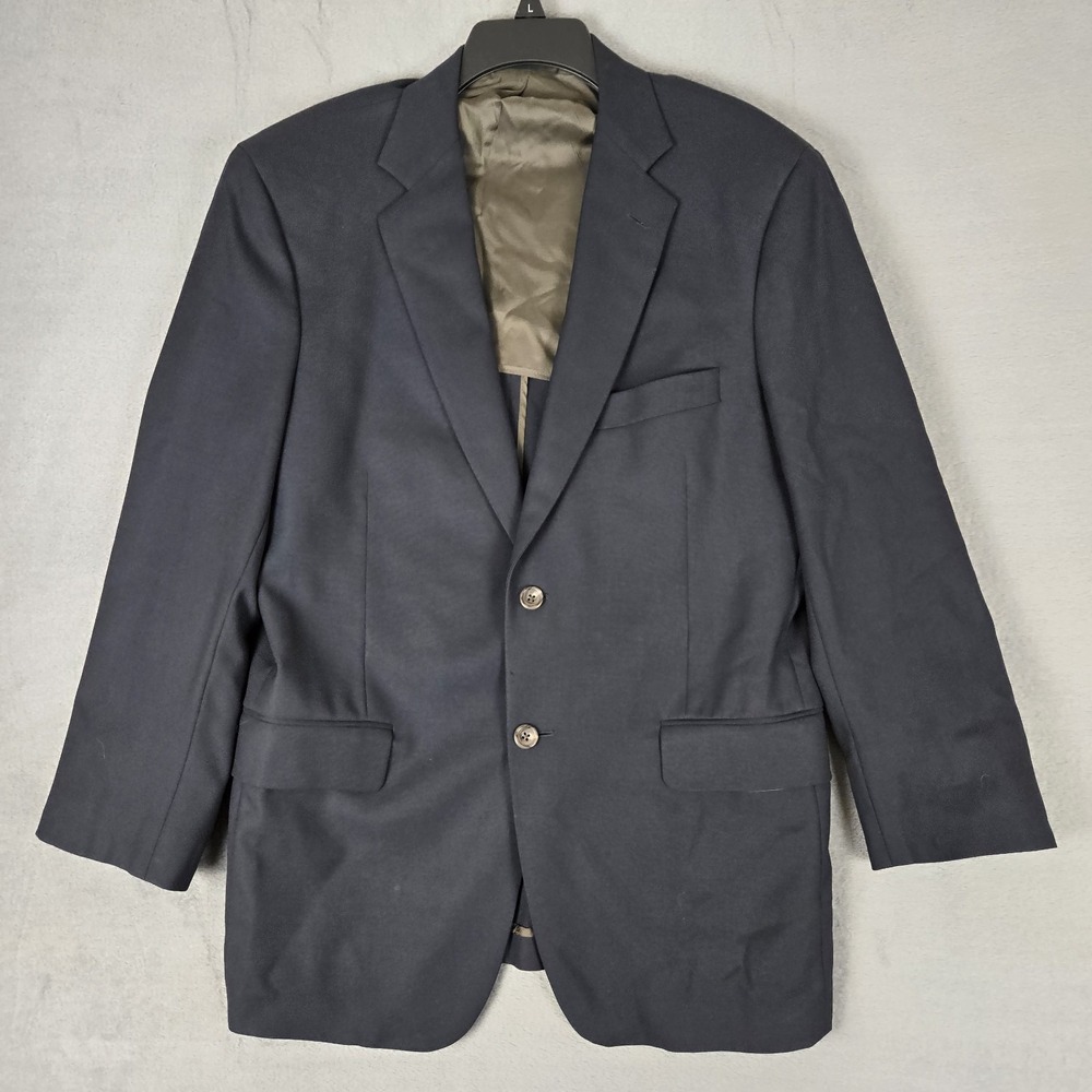 Allen Edmonds Sport Coat‎ Blazer Mens 42R Handcrafted USA Navy Blue 100% wool